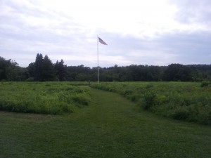 Trail entrance near American flag